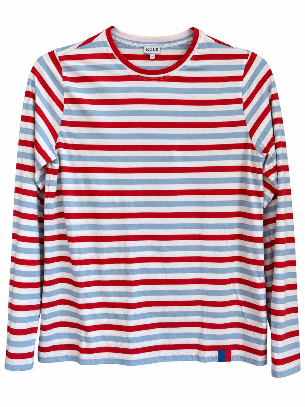KULE Long Sleeve Striped Tee XS Red Blue White 100% Cotton Portugal